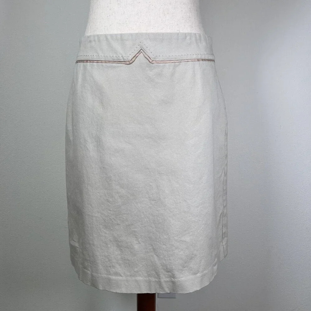 J McLaughlin Pencil Skirt Size 4 Beige Cream Cotton Modern Contemporary Chic
